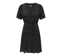ONLY Damen Onlevida S/S Short Dress WVN Noos, Black/AOP:Milla Dot, M