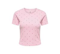 ONLY T-Shirt FENJA – Regular Fit, Baumwoll-Mix, bedruckt, Rundhals, Rosa – Damen XL