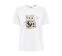 ONLY Damen Onlfree Life Reg S/S Leaf Top Box JRS, Bright White, XXXL