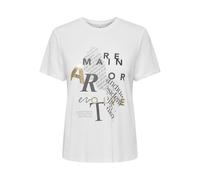 ONLY Damen Onlfree Life Reg S/S Leaf Top Box JRS T-Shirt, Bright White/Print:Art, Medium