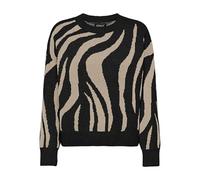 ONLY Damen Onlhazel Ls O-Neck Jq KNT Pullover, Black/Pattern:Humus, XS