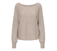 Strickpullover ONLY "ONLIBI LS BOATNECK STRUC PULLOVER EX KNT", Damen, Gr. XS, beige (mocha meringue), Strick, Obermaterial: 50% Viskose, 27% Nylon, 23% Polyester, unifarben, normal, Rundhals, Rippstr