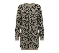Strickkleid ONLY "ONLJENNI LS ANIMAL DRESS EX KNT", Damen, Gr. M38, N-Gr, braun (fossil pattern:schwarz zebra), Strick, Obermaterial: 50% Viskose, 27% Nylon, 23% Polyester, gemustert, Modisch, regular
