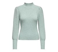 Strickpullover ONLY "ONLKATIA L/S HIGHNECK PULLOVER KNT NOOS" Gr. M (38), gray mist detail:melange, Damen, Strick, Obermaterial: 50% Viskose, 27% Nylon, 23% Polyester, meliert, Pullover (82559815-M) g