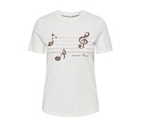 ONLY Damen ONLKITA Life REG S/S Notes TOP Box JRS T-Shirt, Cloud Dancer/Print:Lover, 42