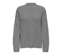 ONLY Damen ONLLEISE Freya LS HIGH Neck KNT Pullover, Medium Grey Melange, L