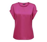 ONLY Damen Onllieke S/S Satin Mix Top WVN Noos Oberteil Mit O-Ausschnitt Und Kurzen Ärmeln Für Den Femininen Stil, Pink Yarrow, Small