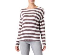 ONLY Damen ONLLIRA L/S String TOP JRS 15307320,Chestnut/Stripes:Cloud Dancer,M