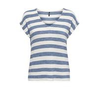 ONLY Damen Onllira Life S/S V-Neck Top JRS, Infinity/Stripes:Cloud Dancer, M