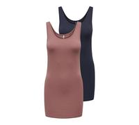 ONLY Damen Onllive Love New Long Tt 2pack Noos Tanktop, Night Sky/Pack:Night Sky/Withered Rose, M EU