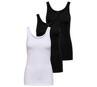 ONLY Damen Onllive Love Tank TOP JRS 3-Pack, White/+ 2 Black, XL