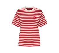 ONLY Damen Onllivina S/S O-Neck Stripe Top Box JRS, High Risk Red, X-Small