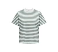 ONLY Damen T-Shirt - ONLLIVINA LIFE STRIPE TEE, Kurzarm, Rundhals, Streifen Weiß/Grün S