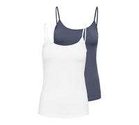 ONLY Damen Onllove Singlet 2Pack JRS Noos, White, Medium (2er Pack)