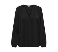 ONLY Damen Onllucy Life Ls Satin V-Neck Top WVN, Black, L