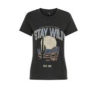 Only Rundhalsshirt ONLLUCY REG S/S TOP JRS NOOS Damen 100% Baumwolle bedruckt regular fit Schwarz L