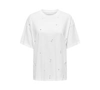 ONLY Damen Onllucy Life S/S Bling Top Box JRS T-Shirt, Bright White/Detail:Rhinestones, Medium