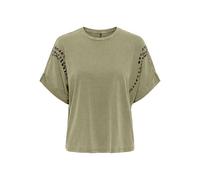 ONLY Damen Onllucy Life S/S Loose Top JRS T-Shirt, Kalamata/Detail:Front Studs, Small