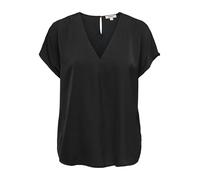 ONLY Damen Onllucy Life Ss Satin V-Neck Top WVN, Black, XXL