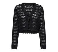 ONLY Damen Onllykke Tie Cardigan L/S KNT Noos Strickjacke Mit Geripptem Saum Und Langen Ärmeln, Regular Fit, Black, L