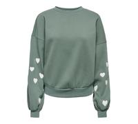 Sweatshirt ONLY "ONLMACY L/S O-NECK BOX CC SWT", Damen, Gr. S, laurel wreath detail:cd heart, Sweatware, Obermaterial: 60% Baumwolle, 40% Polyester, regular fit normal, Rundhals, Rippbündchen, Sweatsh