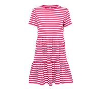 ONLY Damen Onlmay S/S O-Neck Peplum Dress Box JRS Kleid, Shocking Pink/Stripes:Cloud Dancer (Dina), XS EU