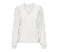 Blusenshirt ONLY "ONLMELANIE L/S SPLIT TOP JRS", Damen, Gr. XS, cloud dancer, Jersey, Obermaterial: 98% Polyester, 2% Elasthan, unifarben, regular fit, Rundhals, Shirts Blusenshirt (74460311-XS) cloud