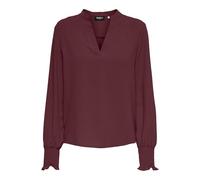 ONLY Damen Onlmette V-Neck Ls Smock Top Noos WVN, Tawny Port, S