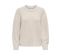 Strickpullover ONLY "ONLMILOUZ LS RIB PULLOVER KNT NOOS", Damen, Gr. L, moonbeam, Strick, Obermaterial: 100% Polyacryl, unifarben, hüftlang, Rundhals, Pullover Strickpullover (66460552-L) moonbeam