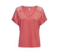 ONLY Damen ONLMOSTER S/S V-Neck LACE TOP JRS T-Shirt, Rose of Sharon, Large