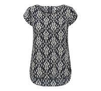 Shirtbluse ONLY "ONLVIC S/S AOP TOP NOOS PTM", Damen, Gr. 34, total eclipse aop:felina simple etchnic, Single Jersey, Obermaterial: 97% Polyester, 3% Elasthan, bedruckt, casual, regular fit hüftlang,