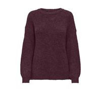 Strickpullover ONLY "ONLNELLIE LS O-NECK KNT NOOS", Damen, Gr. L, winetasting detail:melange, Strick, Obermaterial: 49% Polyester, 21% Nylon, 21% Polyacryl, 7% Wolle, 2% Elasthan, meliert, regular fit