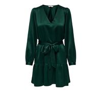 Tunikakleid ONLY "ONLNEW ALENA LIFE L/S SHORT DRESS WVN", Damen, Gr. M, N-Gr, grün (scarab), Web, Obermaterial: 100% Polyester, unifarben, regular fit, V-Ausschnitt, Kleider, Sommerkleid (28635548-M)