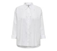 ONLY Damen Onlnew Lina Grace Ls Emb Shirt Noos WVN Knopfverschluss Box Fit Hemd Mit Langen Ärmeln, Bright White, M