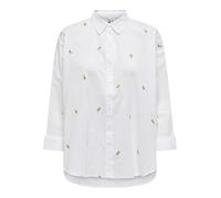 ONLY Damen Onlnew Lina Grace Ls Emb Shirt Noos WVN Knopfverschluss Box Fit Hemd Mit Langen Ärmeln, Bright White, Large