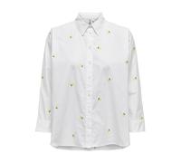 ONLY Damen Onlnew LINA Grace LS EMB Shirt NOOS WVN Langarmbluse, Bright White/AOP:Lemon,S