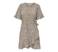 ONLY Damen Onlnew Olivia S/S Short Wrap Dress WVN, Silver Mink/AOP:lina Small Leo, XS