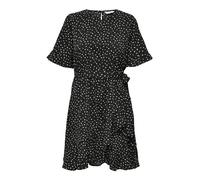 ONLY Damen Onlnew Olivia S/S Short WRAP Dress WVN Wickelkleid, Black/AOP:SUNJA Grafic DO, X-Small