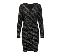 ONLY Damen Onlnew Pella L/S Wrap Foil Dress JRS, Black/Detail:drizzling Dots Gold, L