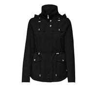 Parka ONLY "ONLNEWSTARLINE SPRING JACKET CC OTW", Damen, Gr. S, schwarz, Web, Obermaterial: 92% Polyester, 8% Nylon, unifarben, hüftlang, Jacken Parka, mit durchgehendem und verdecktem Reißverschluss