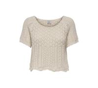 Strickpullover ONLY "ONLNOLA LIFE S/S PULLOVER KNT NCA", Damen, Gr. S (36), rot (cloud dancer), Strick, Obermaterial: 70% Baumwolle, 30% Polyester, unifarben, modisch, regular fit, Rundhals, Kurzarm, 