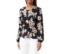 ONLY Damen Onlnova Life L/S Peplum Top Ptm Bluse, Noir/AOP New Rosie Blossom, XL