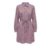 ONLY Damen Onlnova Life Vis L/S Shirt Dress Kleid, Red Orange/AOP:591 Soul, X-Large