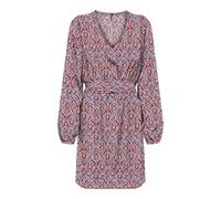 ONLY Damen Onlnova Life Vis L/S Siri Dress Kleid, Red Orange/AOP:591 Soul, X-Large