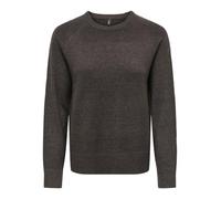 Strickpullover ONLY "ONLPRINCESS LS O-NECK RAGLAN KNT NOOS", Damen, Gr. XS, braun (chocolate torte detail:melange), Strick, Obermaterial: 50% Viskose, 27% Nylon, 23% Polyester, meliert, regular fit no