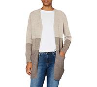 ONLY Damen Onlqueen L/S Long Cardigan KNT Noos Strickjacke, Sand Stripes/Beige Woodsmoke,S
