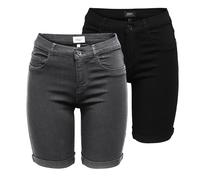 ONLY Damen ONLRAIN MID Long DNM Shorts, Dark Grey Denim/Black, S