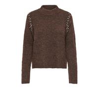 ONLY Damen Onlrina Life Ls Rhinestone Highneck KNT, Shaved Chocolate, M