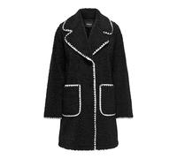 ONLY Damen ONLSALVIA Teddy Coat OTW Mantel, Black/Detail:Cloud Dancer, M