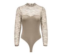 ONLY Damen Onlsia Highneck Heart L/S Lace Acc Body, Silver Mink, L